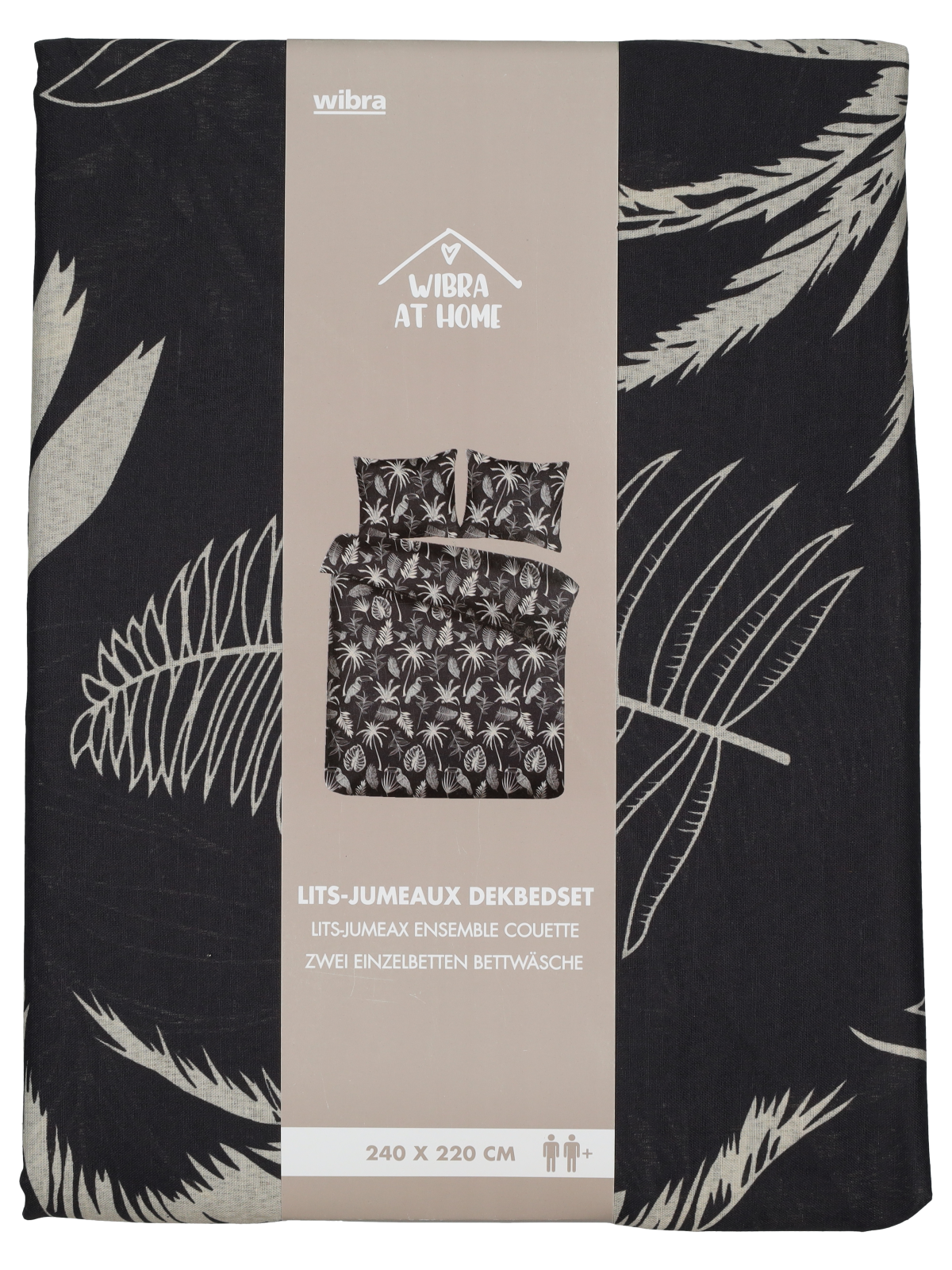 Housse de couette noire motifs blancs 220 x 240 cm - Decome Store