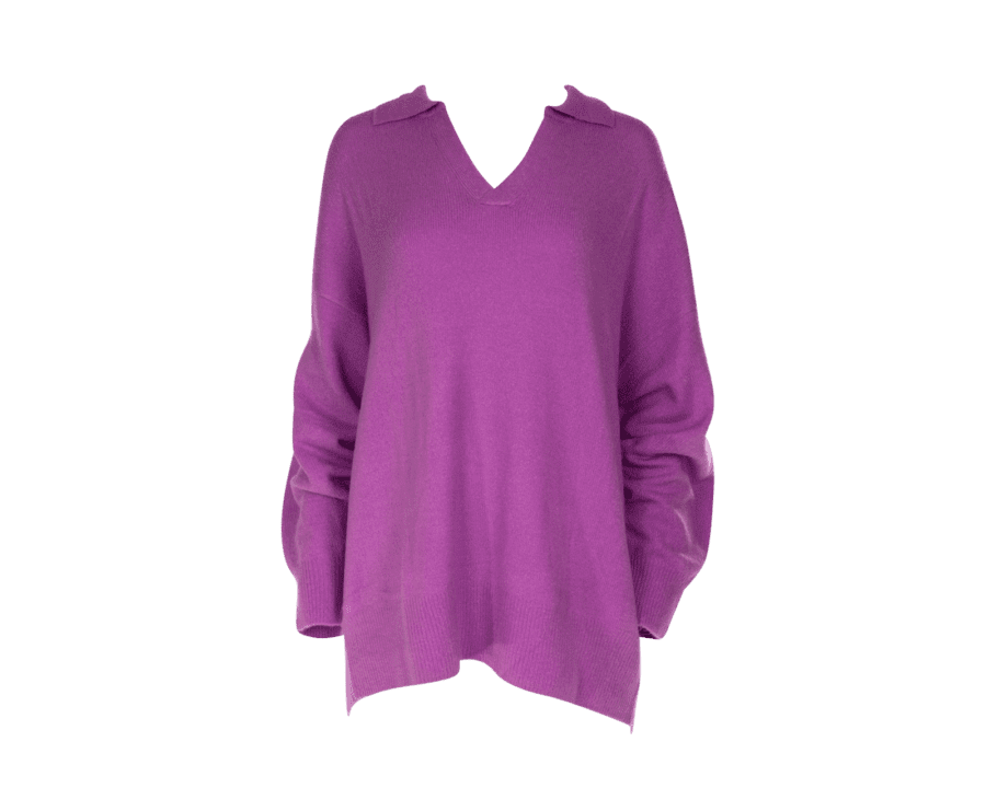 Pullover V-hals – plus size – paars, 46/48 - Wibra