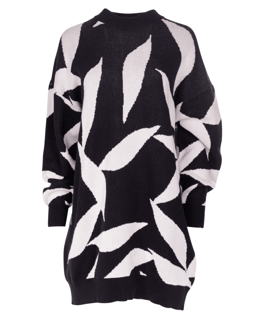 Gebreide jurk jacquard – BCI – zwart, L - Wibra