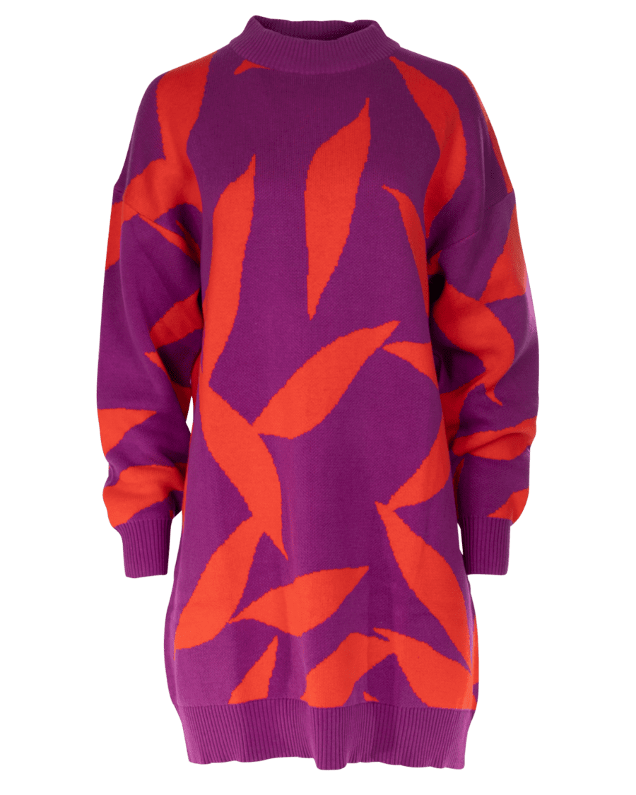 Gebreide jurk jacquard – BCI – purple1, L - Wibra