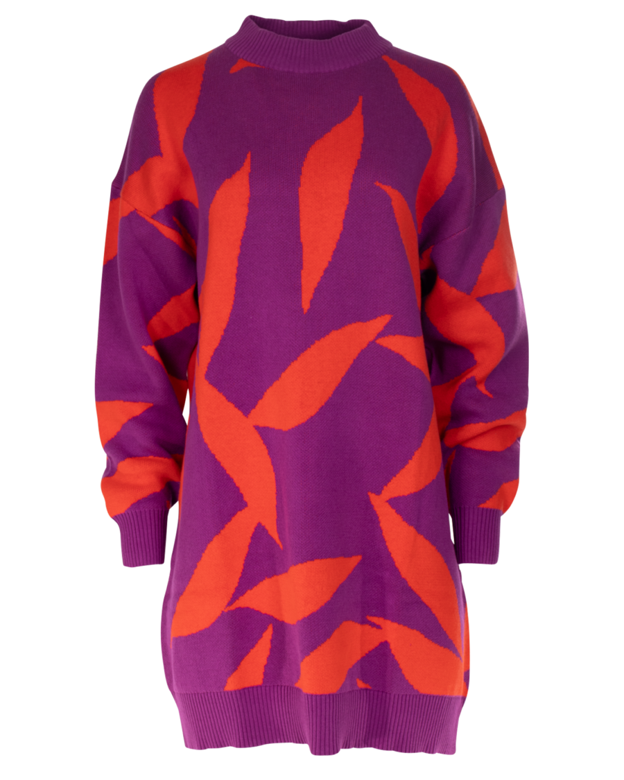 Gebreide jurk jacquard – BCI – plus size – purple1, 46/48 - Wibra