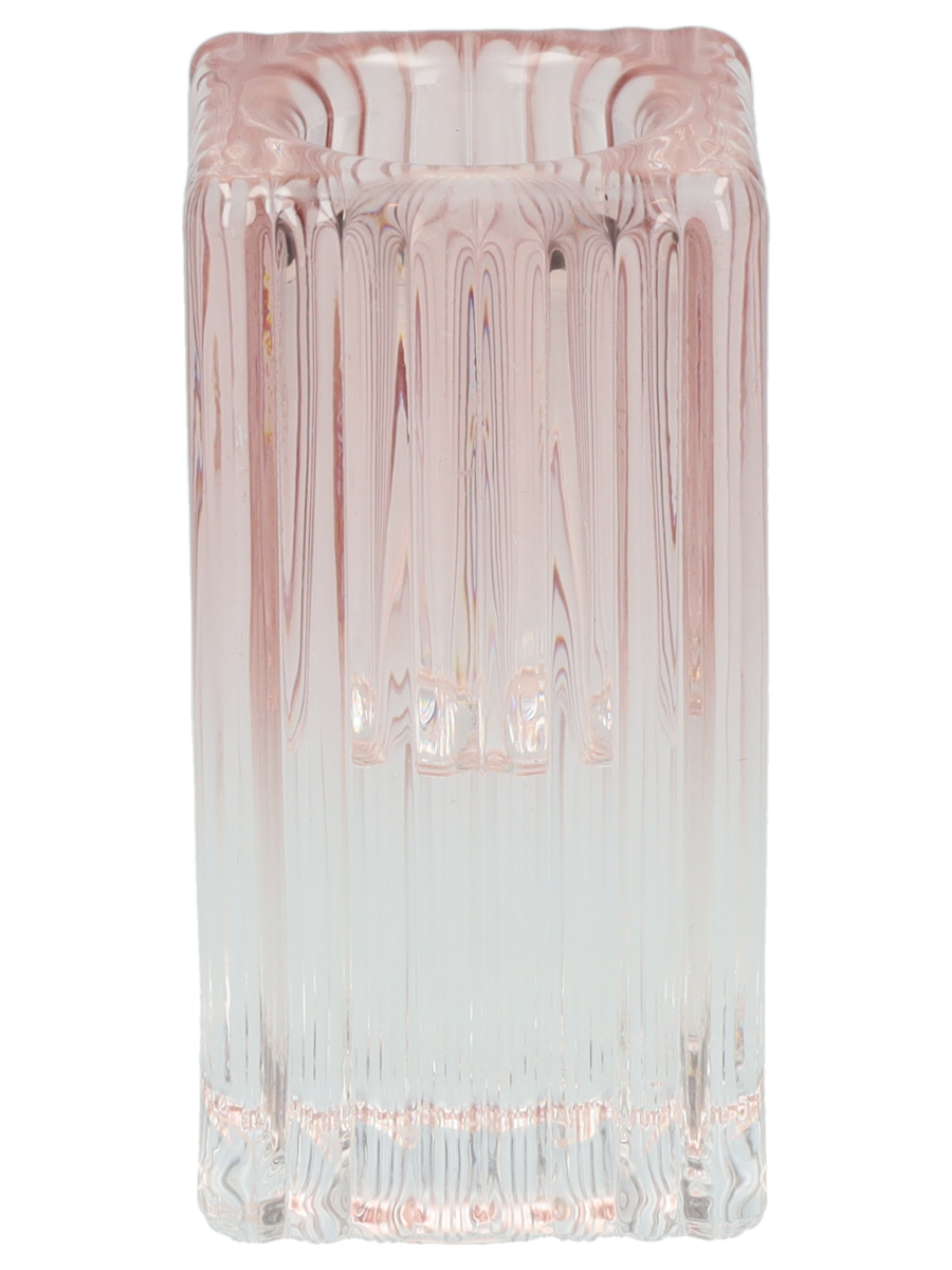 Dinerkaarshouder staaf van glas – roze - Wibra
