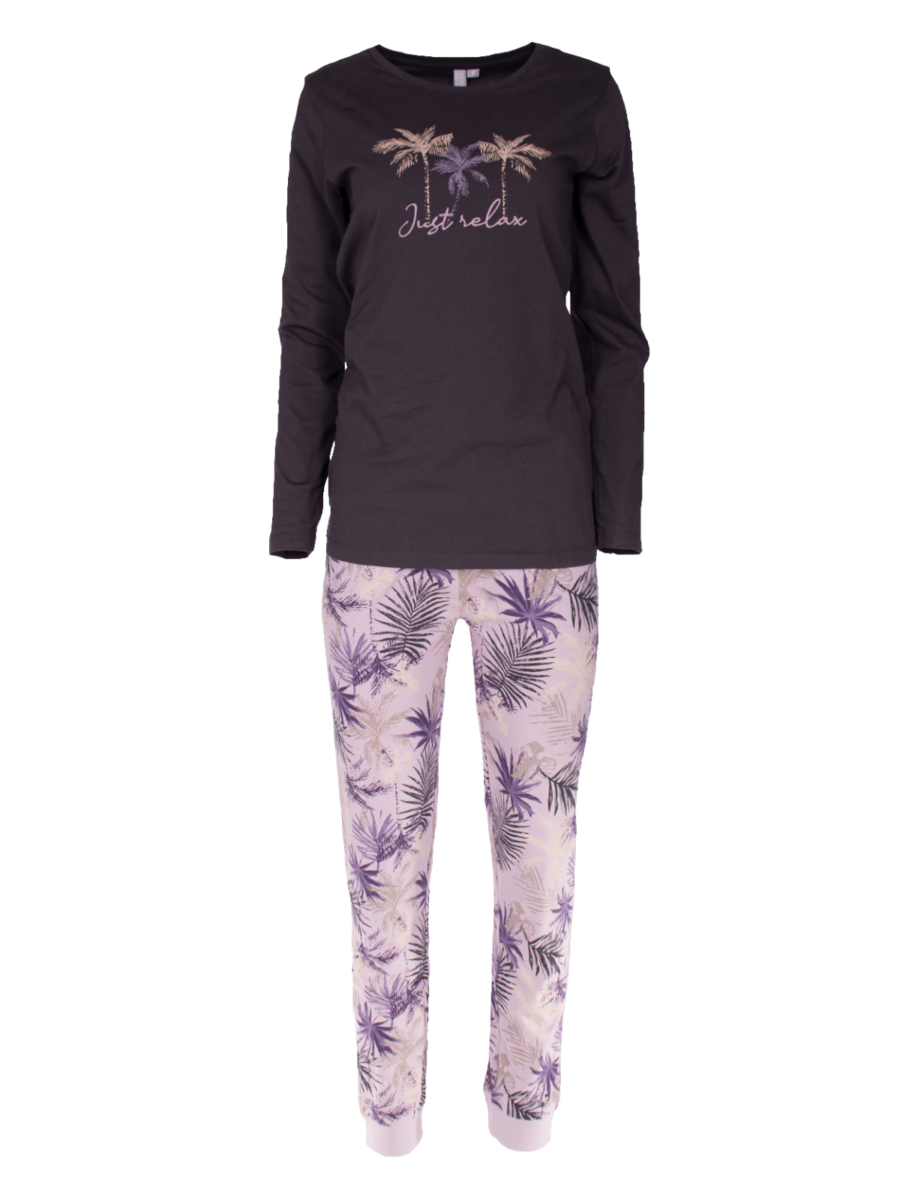 Dames pyjama met palmboom – purple4, L - Wibra