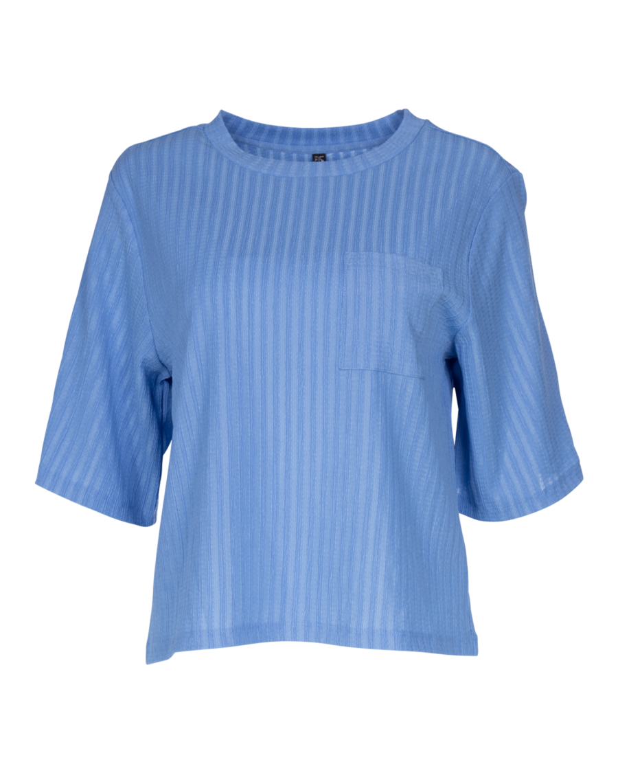 T-shirt crinkle rib JEL 26/03 – blue3, L - Wibra