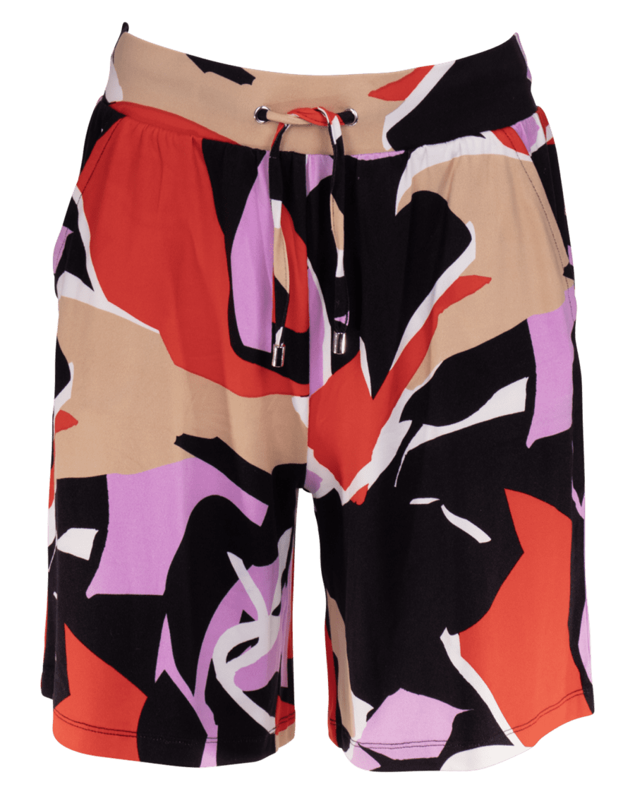 Dames short stretchy print/uni zwart – multicolor, L - Wibra