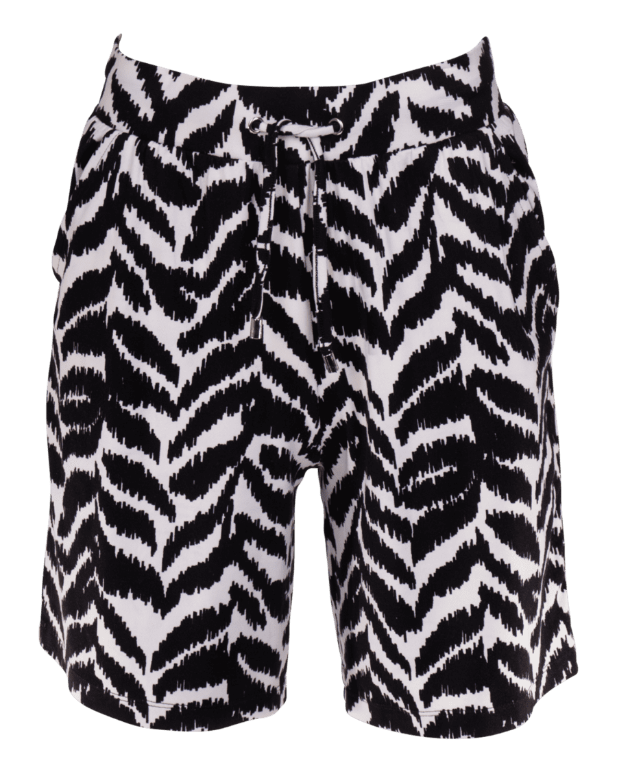 Dames short stretchy print/uni zwart – plus size – wit, 46/48 - Wibra
