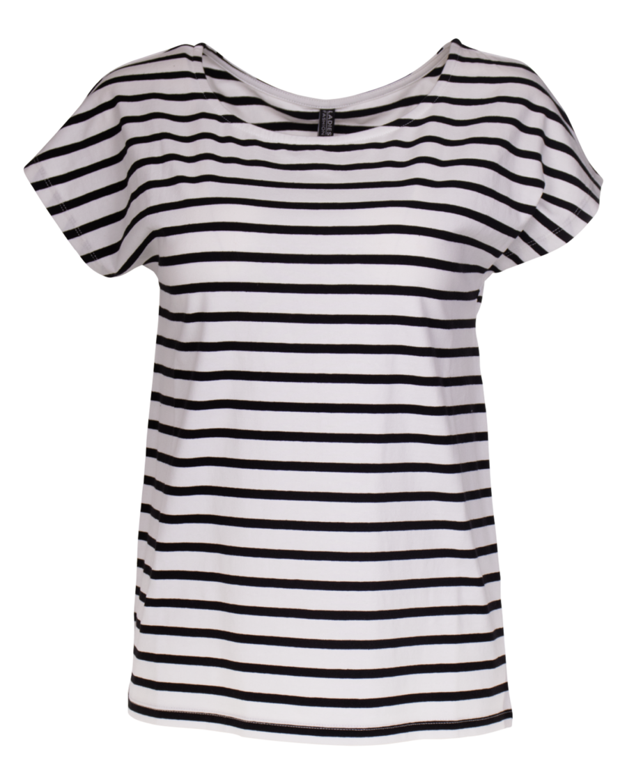 Dames T-shirt streep – zwart, L - Wibra