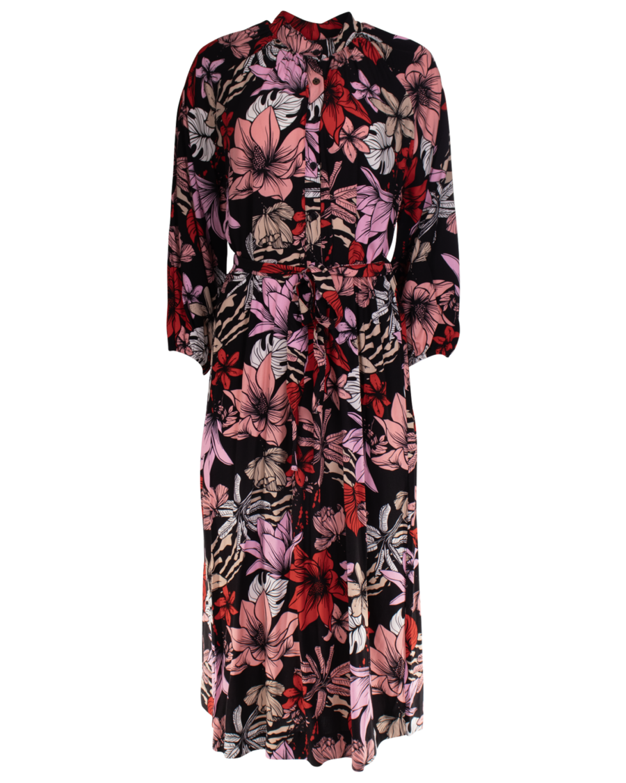 Dames jurk viscose print – plus size – multicolor, 46/48 - Wibra
