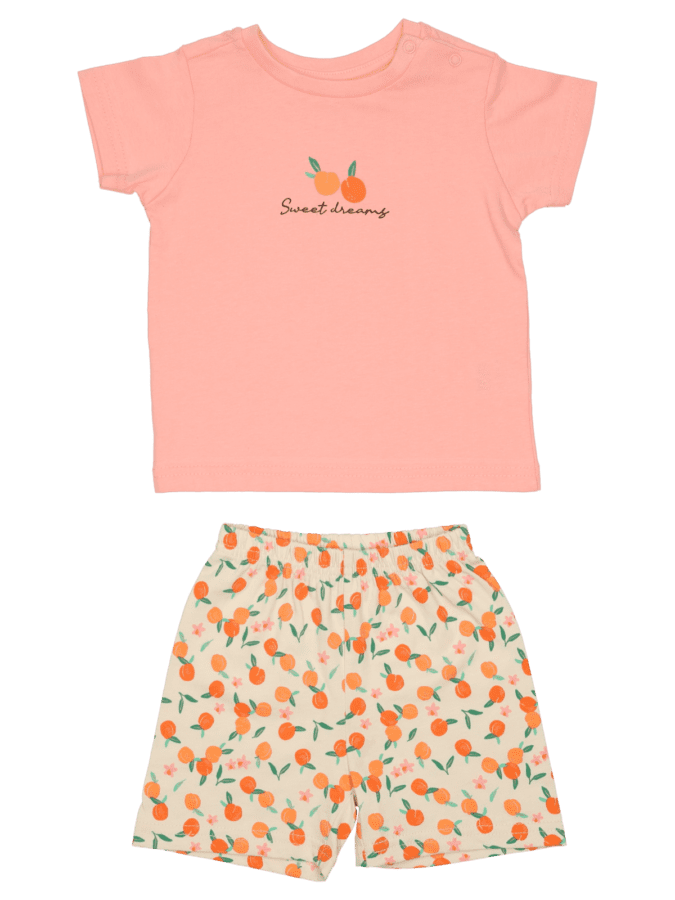 Baby meisjes shortama – oranje, 68 - Wibra