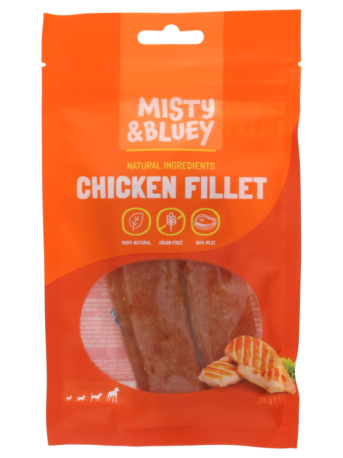 Misty & Bluey hondensnack kipfilet 70 gram - Wibra