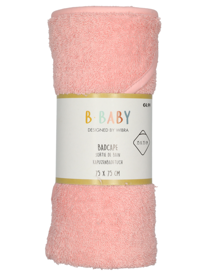Badcape handdoek baby – roze - Wibra