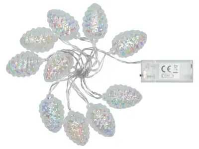 LED verlichting dennenappels parelmoer glans 10 lampjes